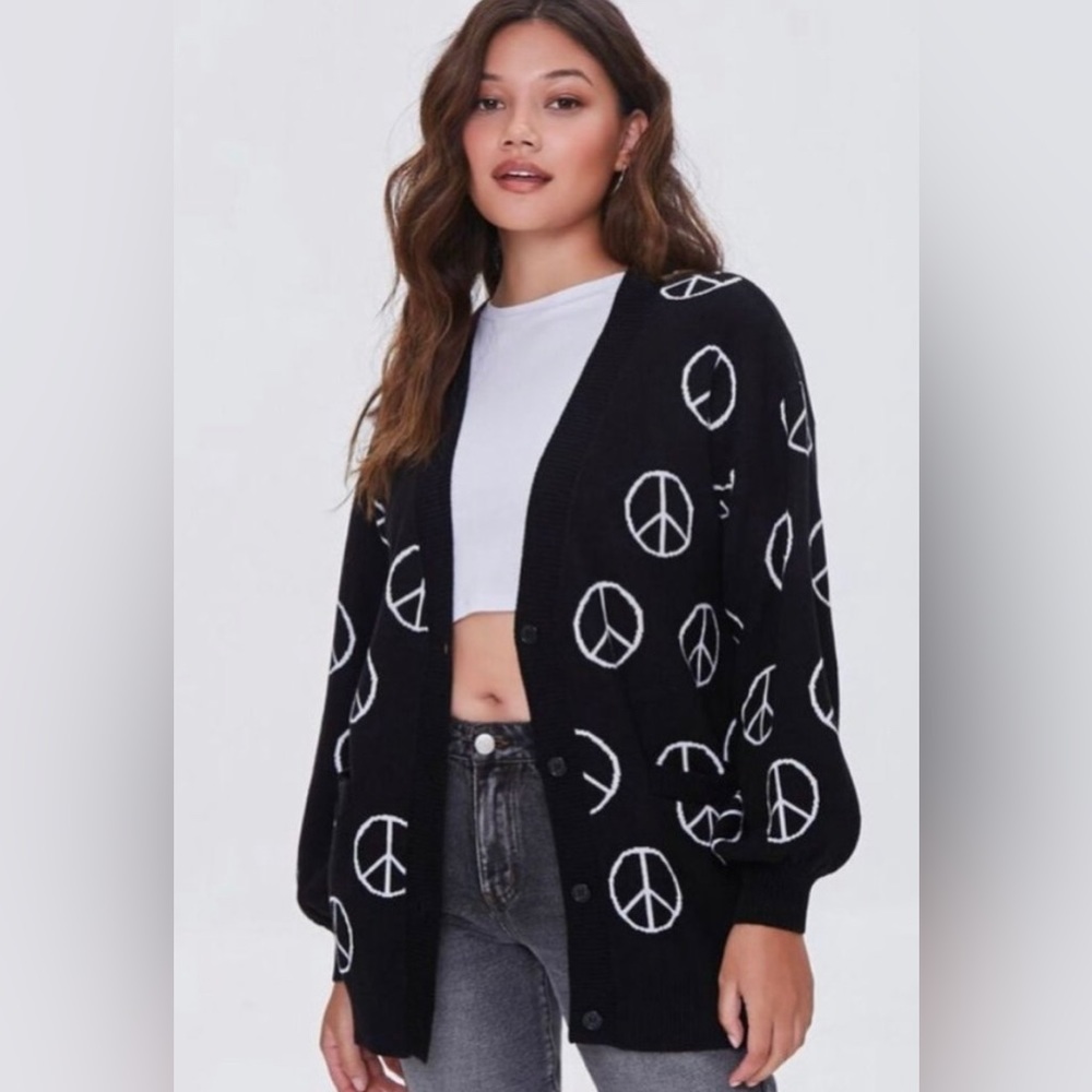 Forever 21 Peace sign cardigan.